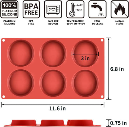 CAKETIME Silicone Egg Molds - 3" Round Muffin Top Pan for Whoopie Pies, Cornbread & Egg Bites | 1 Pack