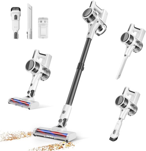 Comvtu Cordless Vacuum Cleaner - 80,000PRM Powerful Motor | 35 Min Runtime, 2 Modes, Detachable Parts - Onion White