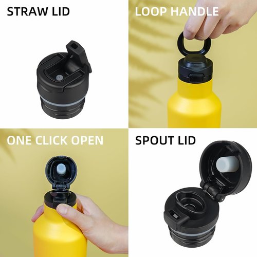 BJPKPK Insulated Water Bottle - 25oz Stainless Steel Flask With Straw & Carry Handle | Rainbow