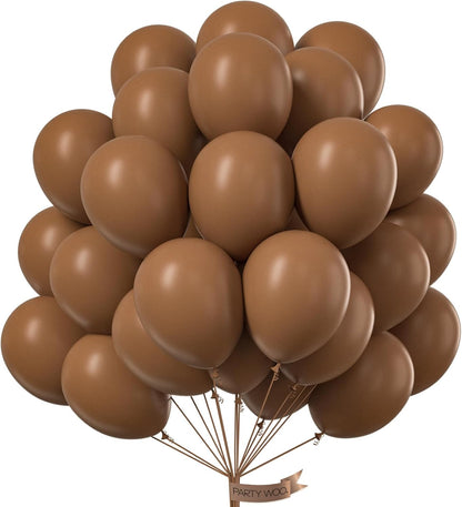 PartyWoo Brown Balloons - 101pcs 12 Inch Boho Neutral Coffee Tan Latex for Weddings & Celebrations