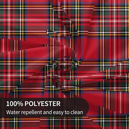 Christmas Checkered Round Tablecloth 60 Inch Red Green Buffalo Plaid Holiday Decor