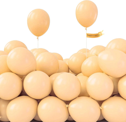 PartyWoo 5-Inch Nude Balloons - 100pcs Apricot Boho Latex Helium Balloons for Weddings & Baby Showers