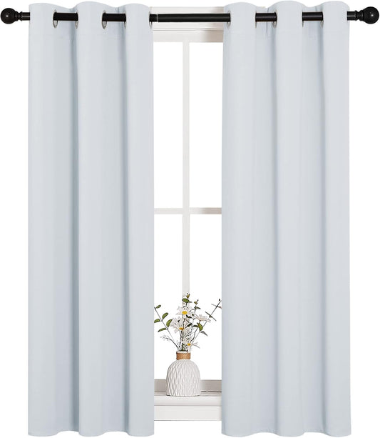NICETOWN Room Darkening Curtains - Thermal Insulated Grommet Drapes for Bedroom | 2 Panels, 29x45, Platinum Greyish White