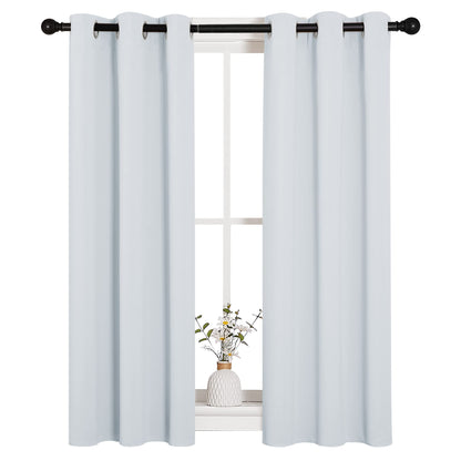 NICETOWN Room Darkening Draperies Curtains Panels, Window Treatment Thermal Insulated Grommet Room Darkening Curtains/Drapes for Bedroom (2 Panels, 29 by 45, Platinum-Greyish White)