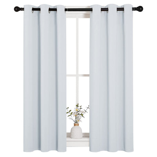 NICETOWN Room Darkening Draperies Curtains Panels, Window Treatment Thermal Insulated Grommet Room Darkening Curtains/Drapes for Bedroom (2 Panels, 29 by 45, Platinum-Greyish White)