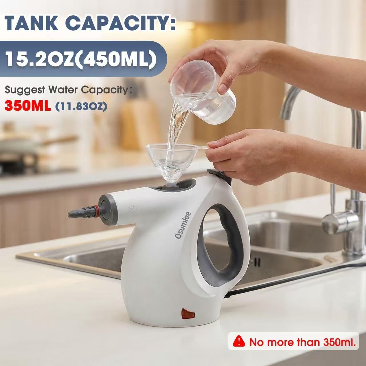 Pressurized Handheld Steam Cleaner with 14 pcs Accessories 15.2OZ Multi-Purpose Portable Steamer for Cleaning, Multi-Surface Steamer for Home, Floor, Grout