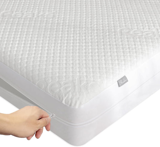 Regine Switzerland Queen Size Mattress Protector - 100% Waterproof Zippered Cover | Soft, Cooling & Noiseless Encasement for 10-12" Deep Mattresses