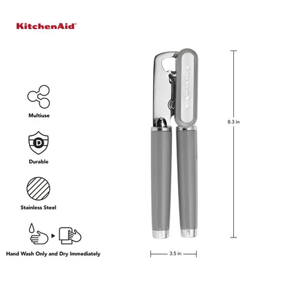 KitchenAid Classic Multifunction Can Opener / Bottle Opener, 8.34-Inch, Gray