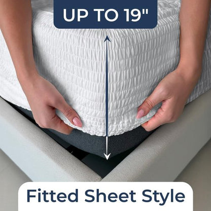 PAULATO BY GA.I.CO Twin Waterproof Mattress Protector – Fitted Sheet Style, Breathable & Noiseless, Deep Pocket Up to 19”, Soft Polyester Mattress Cover (Twin)