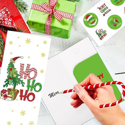 30-Pack Christmas Money Holder Cards with Envelopes – Green Funny Gift Card Set