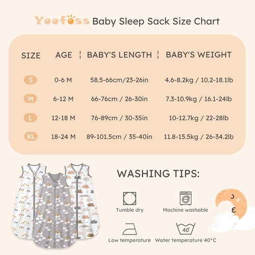 Yoofoss Baby Sleep Sack 12-18 Months Wearable Blanket for Babies 100% Organic Cotton 2-Way Zipper TOG 0.5 Toddler Sleeping Sack 3 Pack, Comfy Lightweight Sleep Sacks