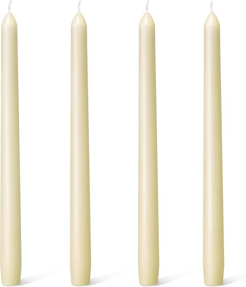 Everymoment Ivory Taper Candles - Dripless & Smokeless 10-Inch Candlesticks | 4-Pack Unscented Cream for Weddings & Home Decor
