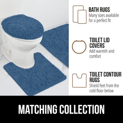 GORILLA GRIP Bath Rug Mat 70x24, Thick Soft Absorbent Chenille, Quick Dry Microfiber Mats, Rubber Backing Washable Shower Floor Rugs, Bathmat Runner, US Designed Bathroom Home Decor Accessories Blue