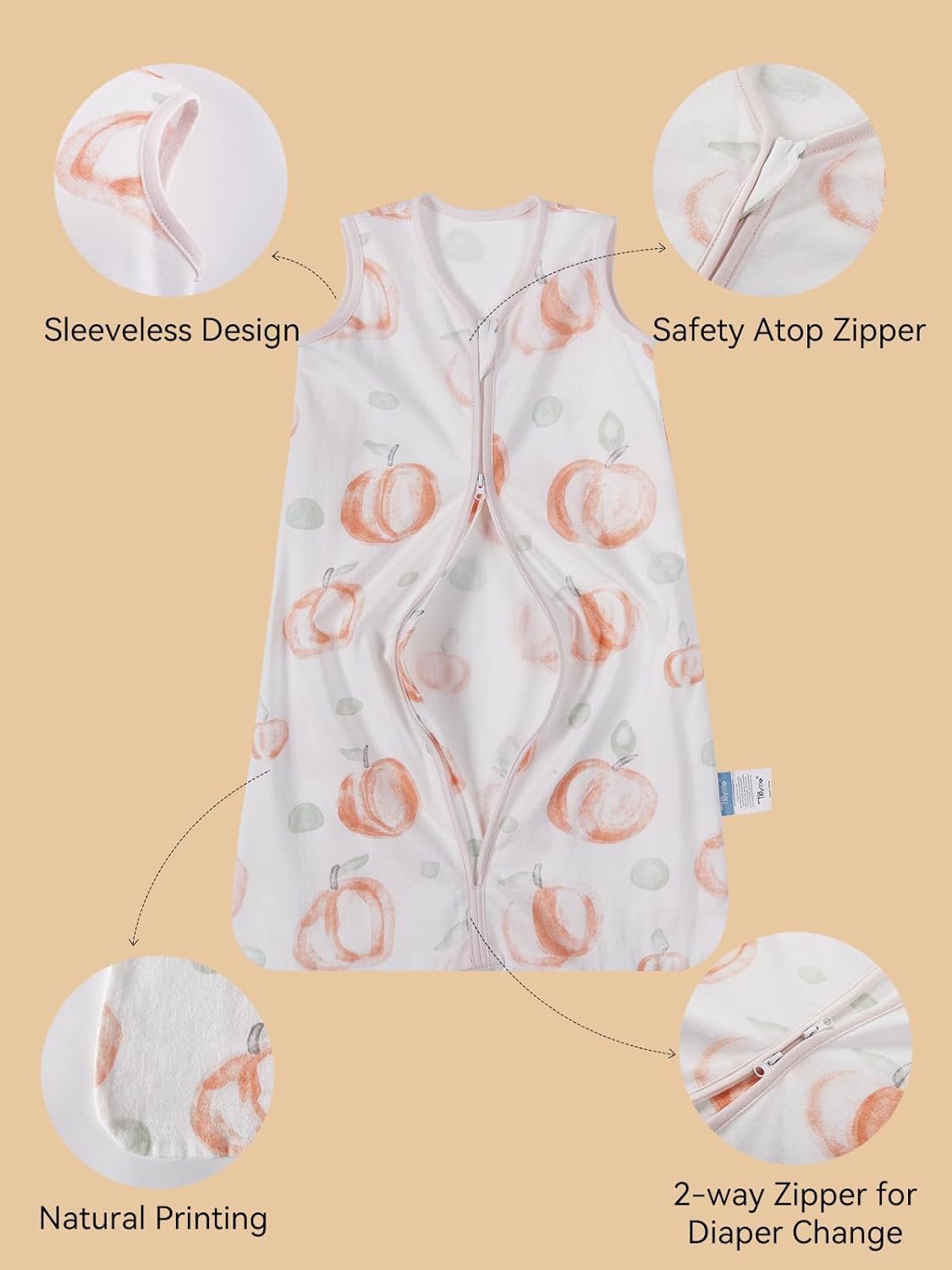 TILLYOU Baby Sleep Sack - 0-6 Months 0.5 Tog Cotton Wearable Blanket | 3-Pack Infant Sleeping Sacks in Pink Peach