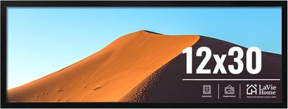 LaVie Home 12x30 Black Picture Frame - HD Plexiglass for Vertical/Horizontal Display | Classic Collection