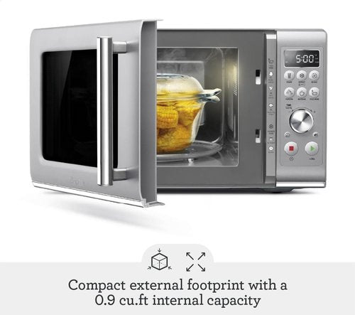 Breville BMO650SIL Microwave Oven - Compact Wave Design with Soft Close - Silver Finish