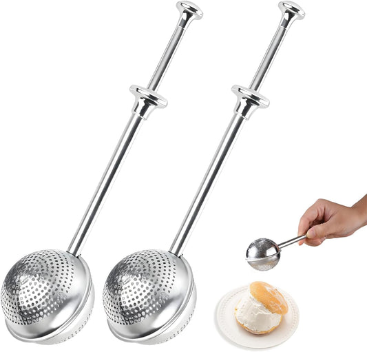 Skiennix Flour Duster - Stainless Steel Sugar Shaker & Powder Sifter | 2-Piece Set for Baking