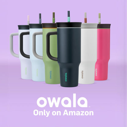 Owala Stainless Steel Triple Layer Insulated Travel Tumbler with Spill Resistant Lid, Straw, and Carry Handle, BPA Free, 40 oz, Green (Brave Adventures)