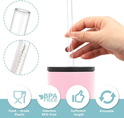 Simple Modern Reusable Straws - Clear Plastic Replacement Straws for 40 oz Tumblers | 4 Pack with Cleaner Brush