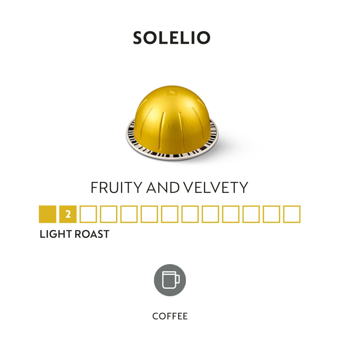 Nespresso Capsules Vertuo,Solelio,Mild Roast Coffee,30-Count Coffee Pods,Brews 7.8 oz.,(Pack of 2)