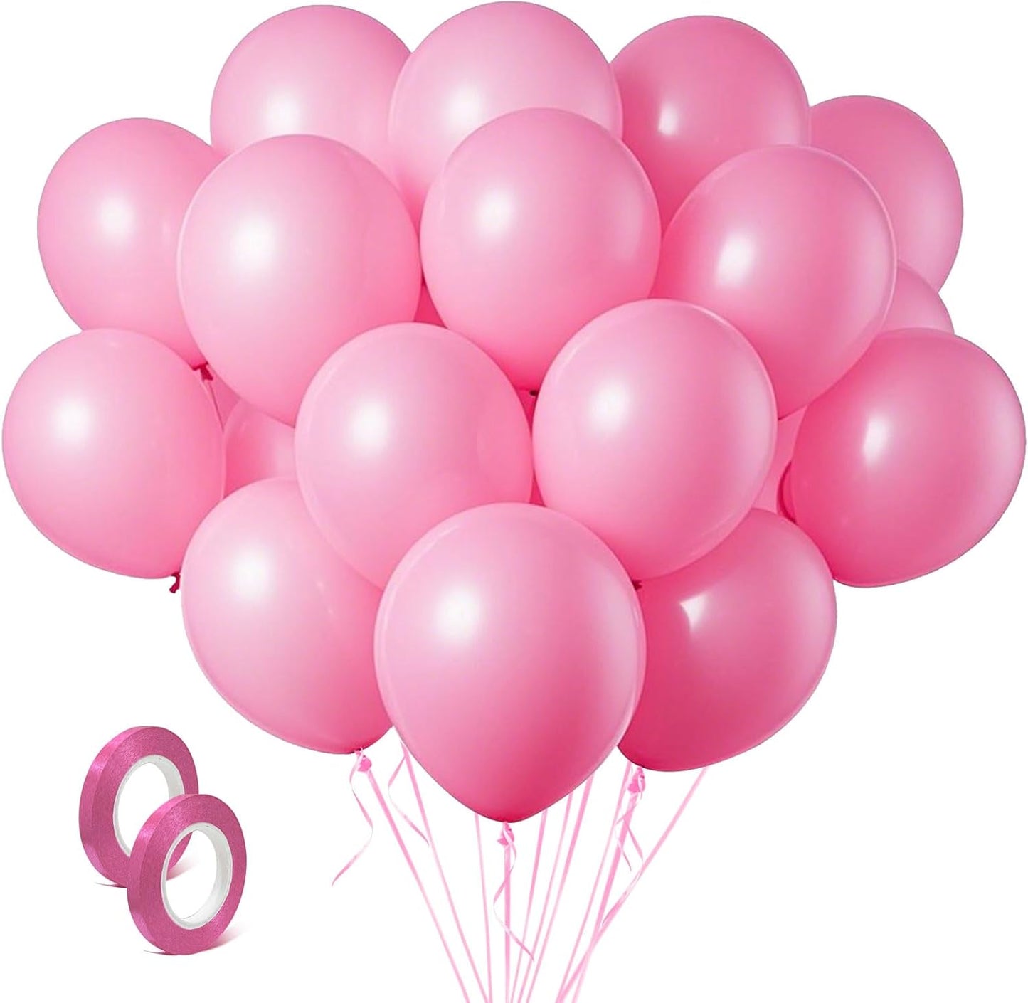 Skiennix Pink Balloons - 100 Pack Light Pink Birthday Decorations | 12 Inch Round for Gender Reveal & Baby Showers