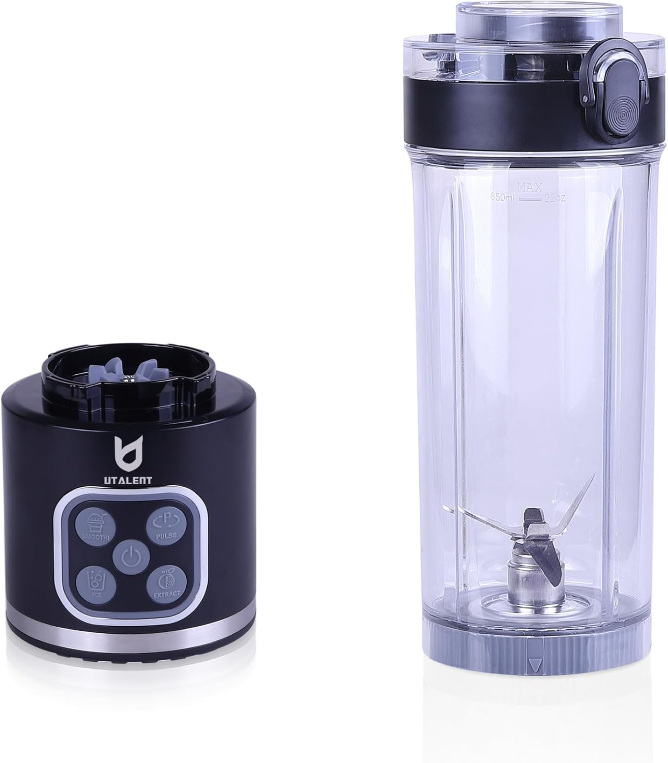 UTALENT Cordless Portable Blender - 700W Personal Blender for Smoothies & Ice Crushing | 25 oz, USB-C Rechargeable, Black