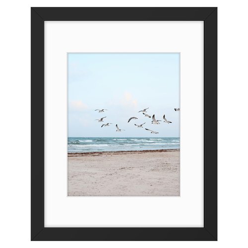 Frametory, 11x14 Frames Display 8x10 Picture with Mat or 11x14 Photo Without Mat, Shatter-Resistant Glass, Pre-Installed Wall Mounting Hardware - Black