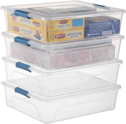 Clear Plastic Storage Containers by [Brand Name] - Stackable Craft Organizer Bins with Durable Lids (4 Pack, 10 Quart)