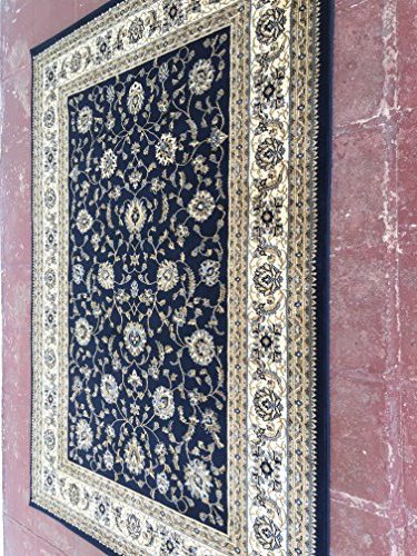 Deir Debwan Traditional Persian Area Rug 330,000 Point Dark Blue Design 601 (5 Feet 3 Inch X 7 Feet 2 Inch)