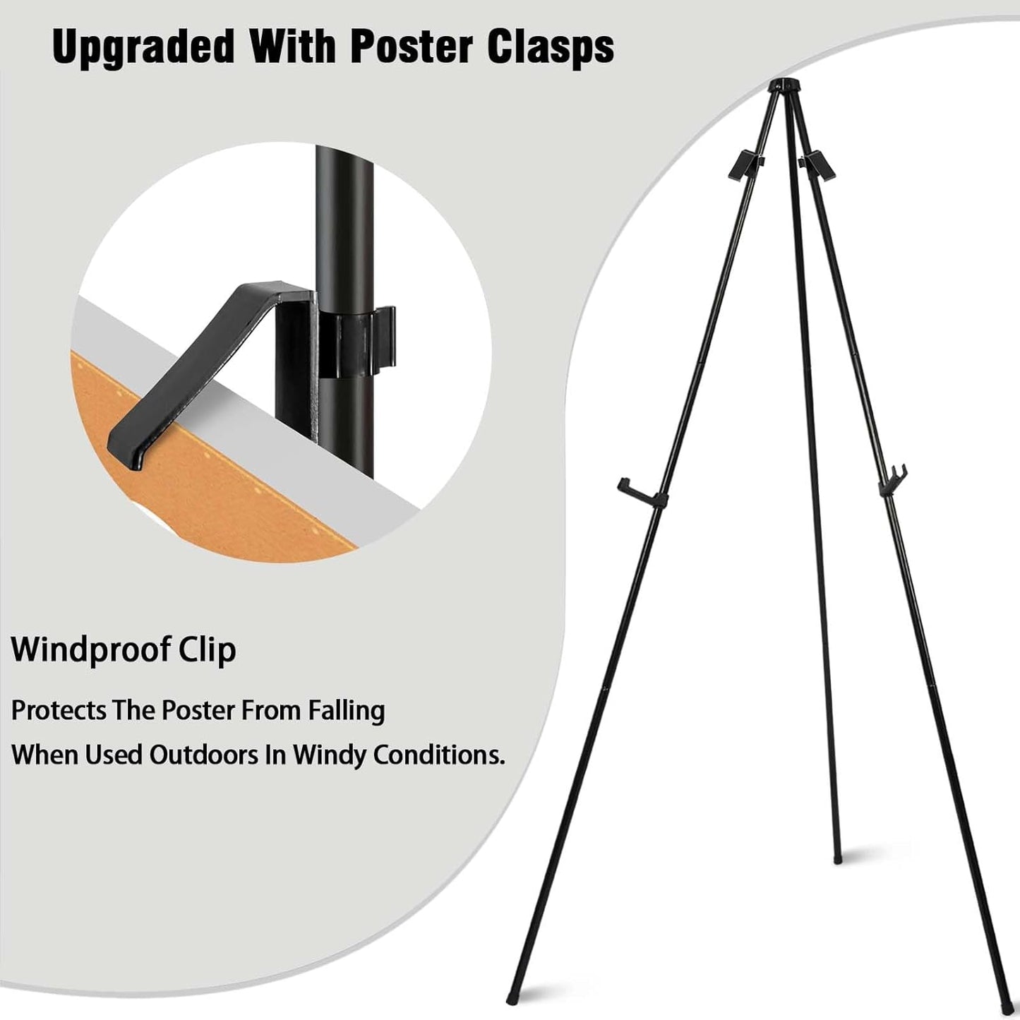 Skiennix 63" Folding Easel Stand - Portable Black Tripod for Weddings, Paintings & Crafts | 6 Pack