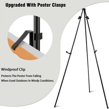 Skiennix 63" Folding Easel Stand - Portable Black Tripod for Weddings, Paintings & Crafts | 6 Pack