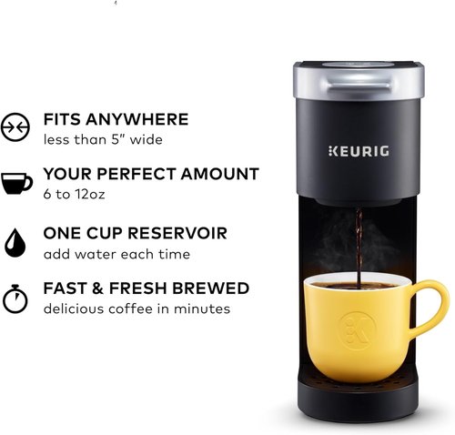 Keurig K-Mini Coffee Maker - Compact Single Serve K-Cup Brewer with Cord Storage | Black, 6-12oz Brew Size