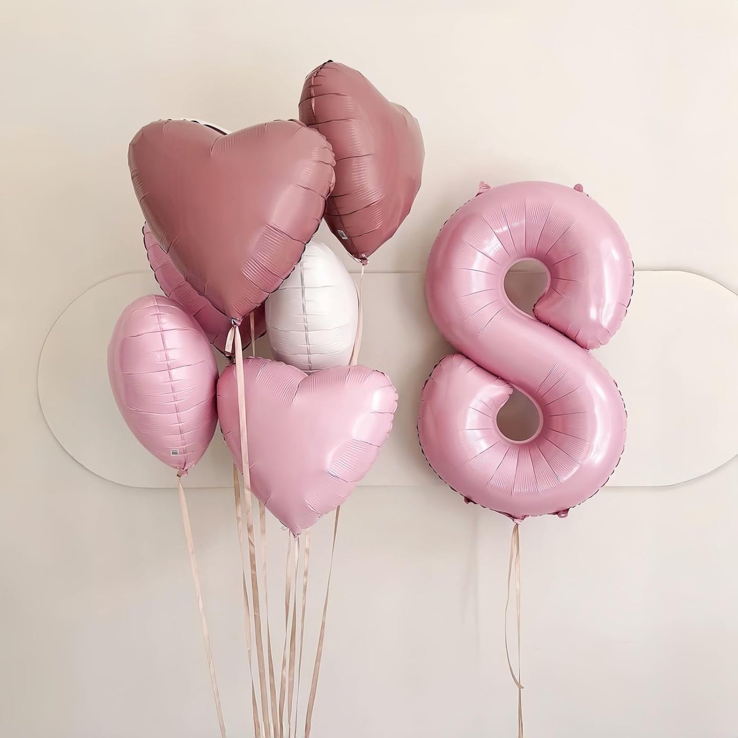 Pastel Pink Number 6 Balloons - 40 In Large Foil Helium Balloons for Girls' Birthday Party