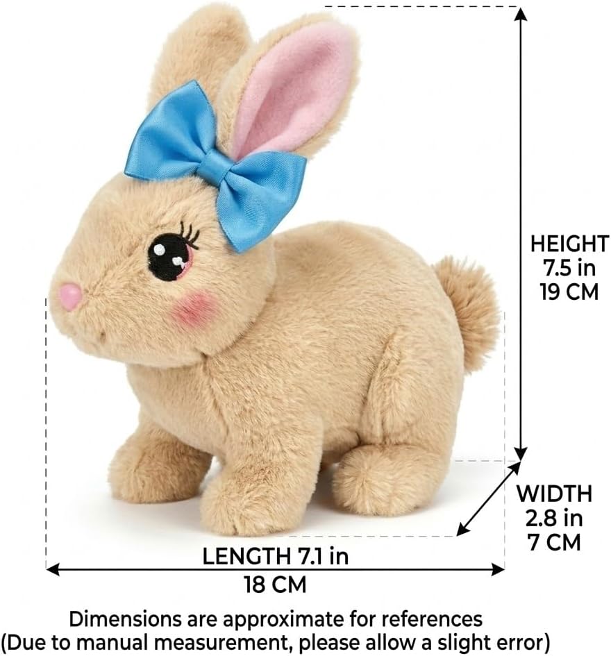 Skiennix Easter Bunny Toy - Interactive Hopping Plush Rabbit with Sounds & Movements | Brown