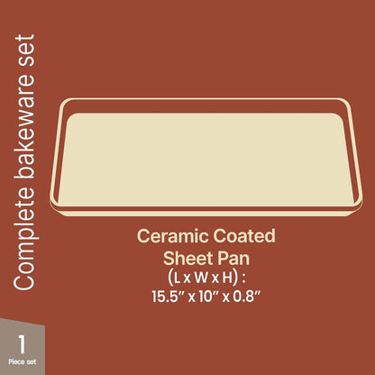 Premium Non-Stick Ceramic Baking Sheet Pan - Aluminized Steel, PFOA & PFAS Free - Ideal for Baking & Roasting - Medium Size (15.5" x 10") | Gold