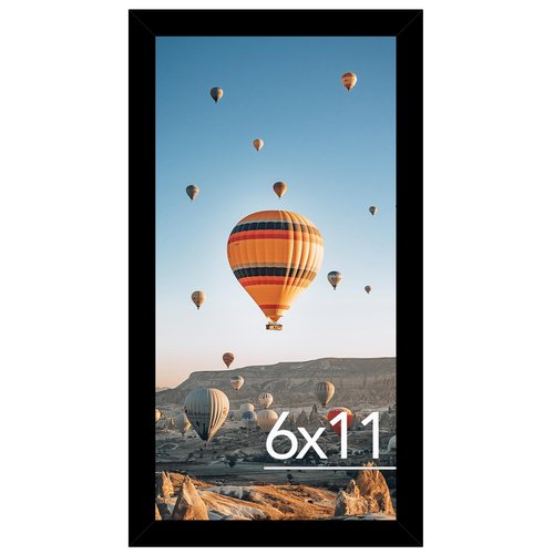 JCJMY 6x11 Picture Frame Black for Wall Hanging or Tabletop, Wall Mounting Horizontally or Vertically, 6 x 11 Wall Gallery Poster Photo Frame with Shatter Resistant Plexiglass, Black