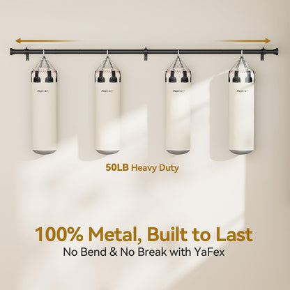 YaFex Adjustable Curtain Rods - Heavy Duty 1 Inch, 32-170 Inch, Black | Modern Design & Easy Installation