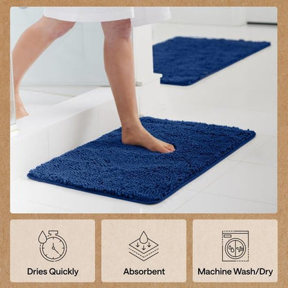 GORILLA GRIP Bath Rug Mat - Soft Absorbent Chenille | Quick-Dry Microfiber, 36x24 Royal Blue
