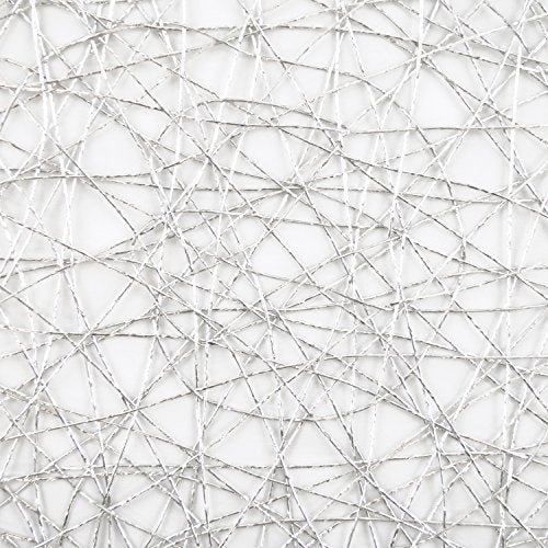15-Inch Silver Woven Paper Round Placemats Set of 6 - Elegant Table Decor
