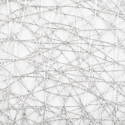 15-Inch Silver Woven Paper Round Placemats Set of 6 - Elegant Table Decor
