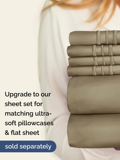 Extra Deep Full Fitted Sheet - Hotel Luxury Single Fitted Sheet Only - Easily Fits 18 inch to 24 inch Mattress - Ultra Soft, Wrinkle Free w/Extra Deep Pockets - Easy-Care, Breathable & Comfy - Khaki