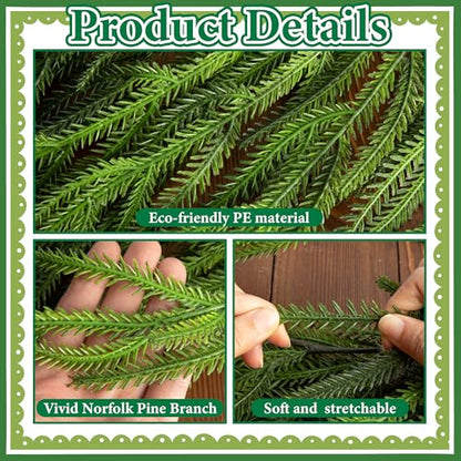 2 Pack 6 Ft Artificial Norfolk Pine Garland - Realistic Christmas Greenery, Holiday Decor, Style A