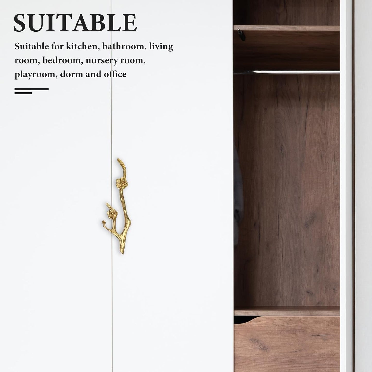 Uonlytech Brass Flower Branch Cabinet Handle - 5.91 Inch Decorative Pull for Drawers & Doors