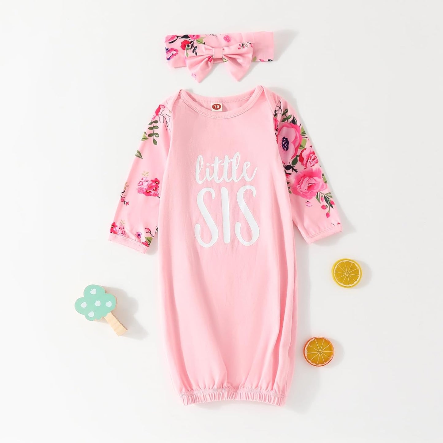 AMAWMW Newborn Baby Girl Sleeper Gown - Long Sleeve Stripe Nightgown | Essential Pajamas Gift