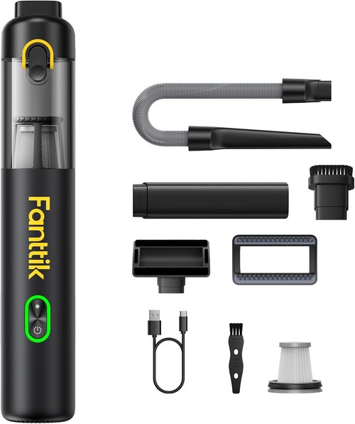 Fanttik V8 Mate Cordless Car Vacuum - Powerful 13000pa Suction, Portable Handheld Design | Black