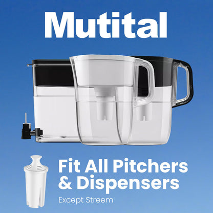 Mutital 6 Pack Water Filters Compatible with Brita Pitchers, BPA-Free, US Standard, Fits Water Pitchers and Dispensers, Reduces Copper, Cadmium and Mercury Impurities, 50 Gallons