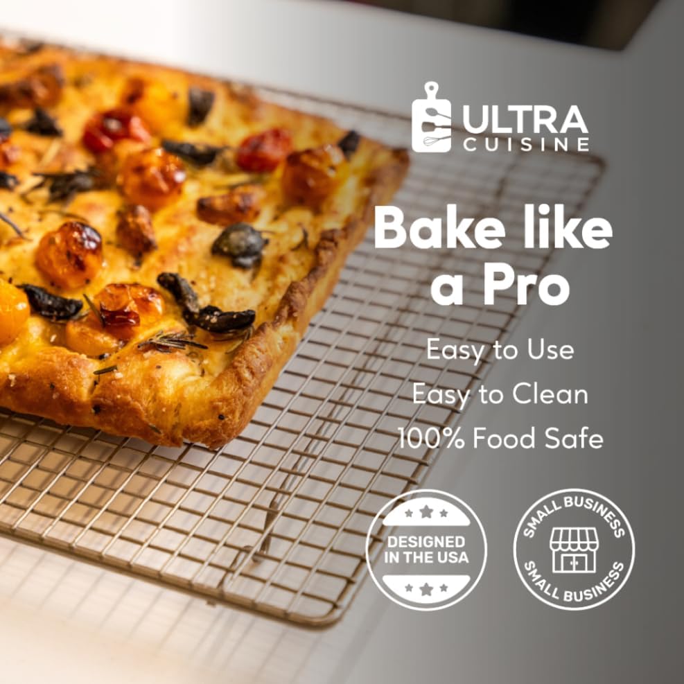 Ultra Cuisine Stainless Steel Cooling & Baking Rack Set - Heavy Duty, Oven & Dishwasher Safe - 11.5 x 16.5 Inch, Set of 2