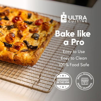 Ultra Cuisine Stainless Steel Cooling & Baking Rack Set - Heavy Duty, Oven & Dishwasher Safe - 11.5 x 16.5 Inch, Set of 2