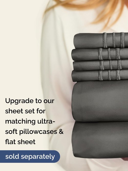 Extra Deep Cal King Fitted Sheet - Hotel Luxury Single Fitted Sheet Only - Easily Fits 18 inch to 24 inch Mattress - Ultra Soft, Wrinkle Free with Extra Deep Pockets - Breathable & Comfy - Charcoal