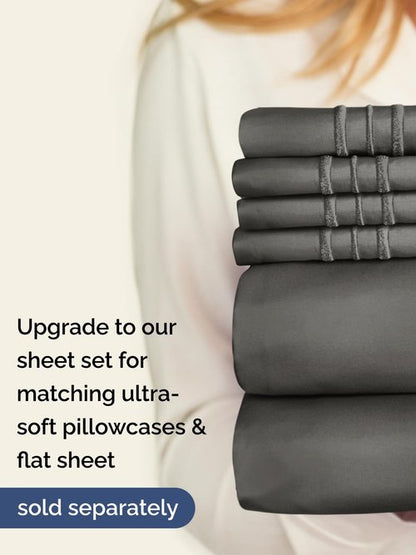 Extra Deep Queen Fitted Sheet - Hotel Luxury Single Fitted Sheet Only - Easily Fits 18 inch to 24 inch Mattress - Ultra Soft, Wrinkle & Fade Free w/Extra Deep Pockets - Breathable & Comfy - Charcoal